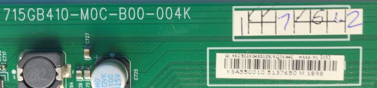 KIT DE TARJETAS PARA TV VIZIO / MAIN XKCB02K046 / 715GB410-M0C-B00-004K / FUENTE  ADTVK1820AA7 / 715GB421-P01-000-003S / T-CON 5555T32C28 / 55T32-C0L CTRL BD / 55.55T32.C28 / PANEL TPT550U1-QVN05.U REV:S57B1BB / DISPLAY T550QVN05.7 / MODELO M556-H1 LTCWC6 - Imagen 4